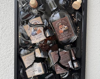 broken bottle art - Bud Spencer - Terence Hill - abstract broken bottle art - gifts - gift for him - art galleries