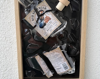 broken bottle art - Bud Spencer - Terence Hill - abstract broken bottle art - gifts - gift for him - art galleries