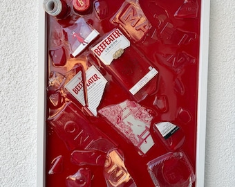 broken bottle art - beefeater - birthday gifts - personalized gifts - birthday gifts - custom wall art - gift for him
