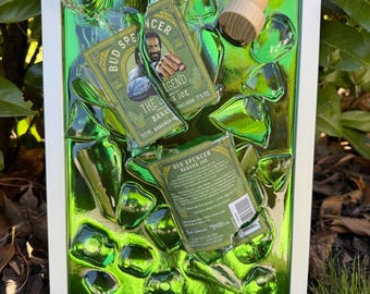 broken bottle art - Bud Spencer - Terence Hill - abstract broken bottle art - gifts - gift for him - art galleries