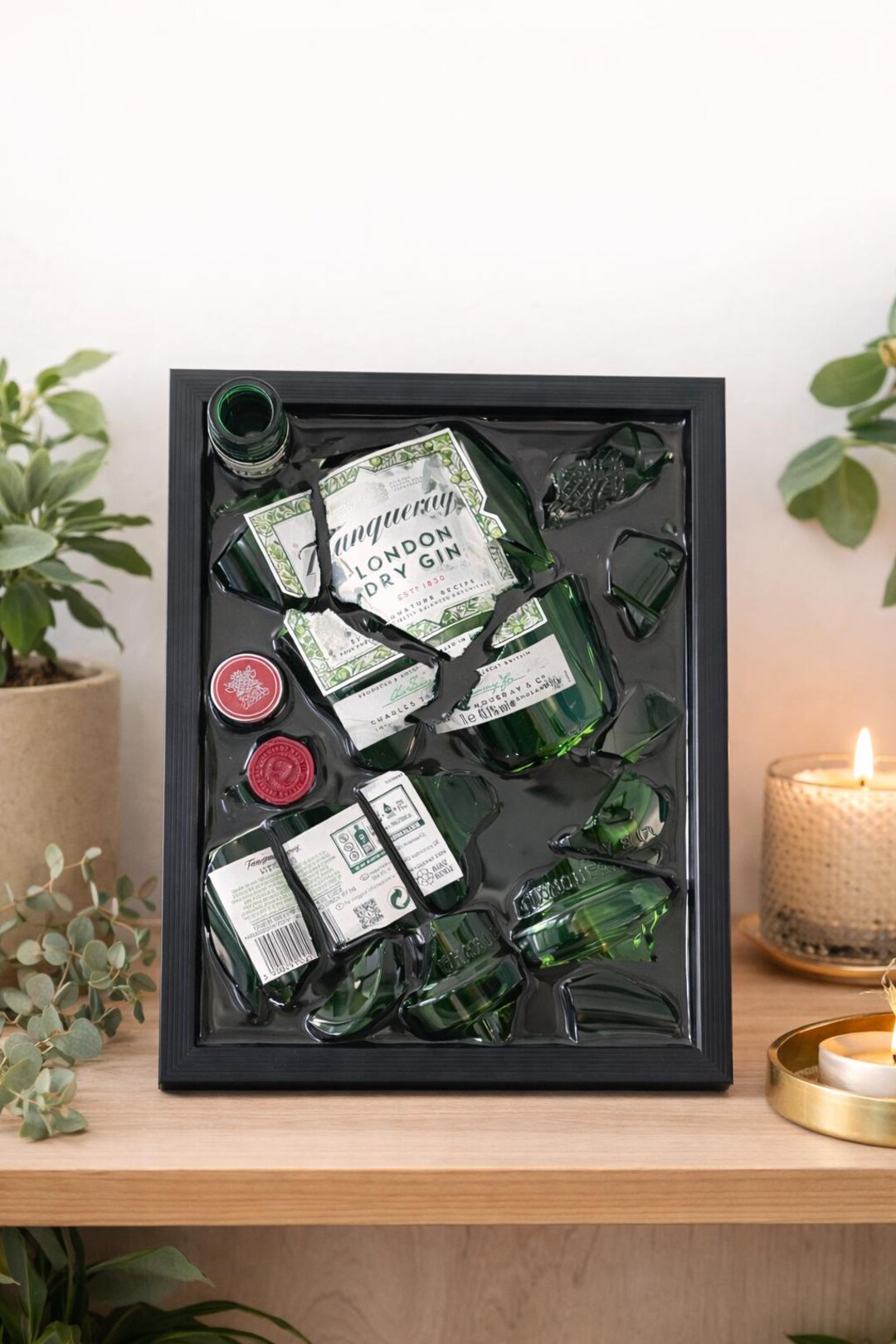 Broken Bottle Art - Gin - Gift Ideas - Abstract Broken Bottle Art ...