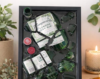 broken bottle art - gin - gift ideas - abstract broken bottle art - gifts - gifts for mother - Valentine's Day - birthday present