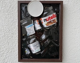 Broken bottle art - Nutella - 40th birthday gifts - milestone birthday gifts - birthday gift - gift ideas for women - kitchen decor