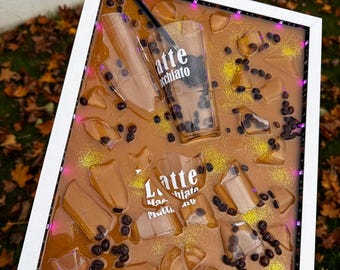 broken bottle art - coffee - coffee lovers - gifts - fan gifts - glass art - artworks made of glass - resin art - gift ideas - gifts