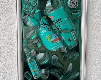 Broken bottle art - Berlin air - personalized gift ideas - personalized gifts for mothers - alcohol bottle glass art