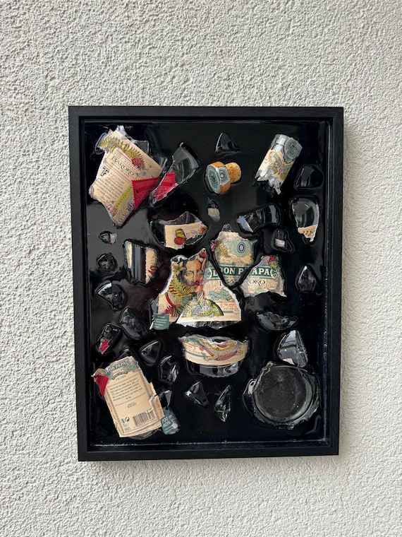 Bouteille cassée - Rhum Don Papa - Cadeaux pour les amateurs de rhum - Cadeau d'anniversaire pour les fans de rhum - Cadeau d'art de