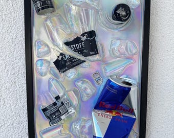 vodka bull - broken bottle art