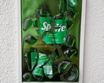 Broken bottle art - Sprite - Living room wall art - Personalized gifts - Large modern picture for home - Glass artwork - Gift