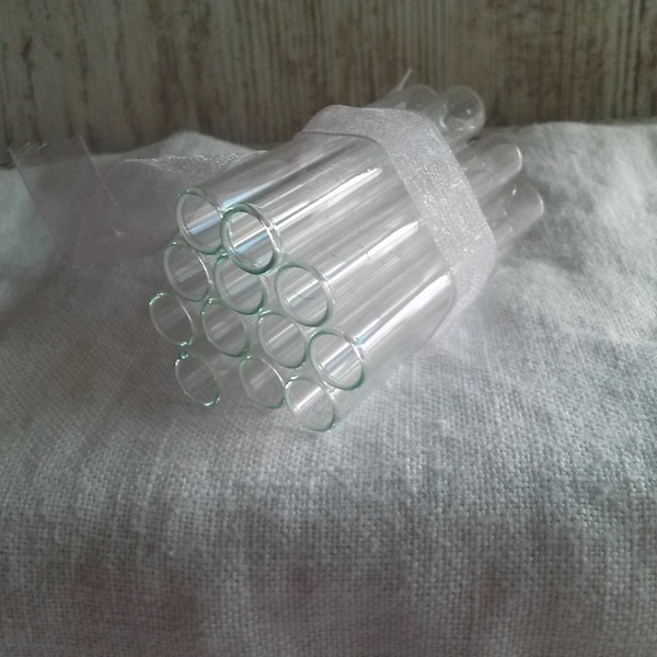 Vintage Glass Corsage Tubes Twelve (12) Floral Corsage Vials 2 1/4 Inch Long Glass Vases Crafts Re-purpose