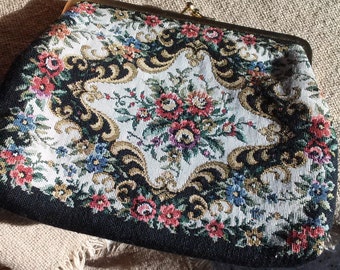 Tapestry Purse Floral Tapestry Purse Wedding or Evening Accessory Vintage Accessory Colorful Floral Tapestry Purse