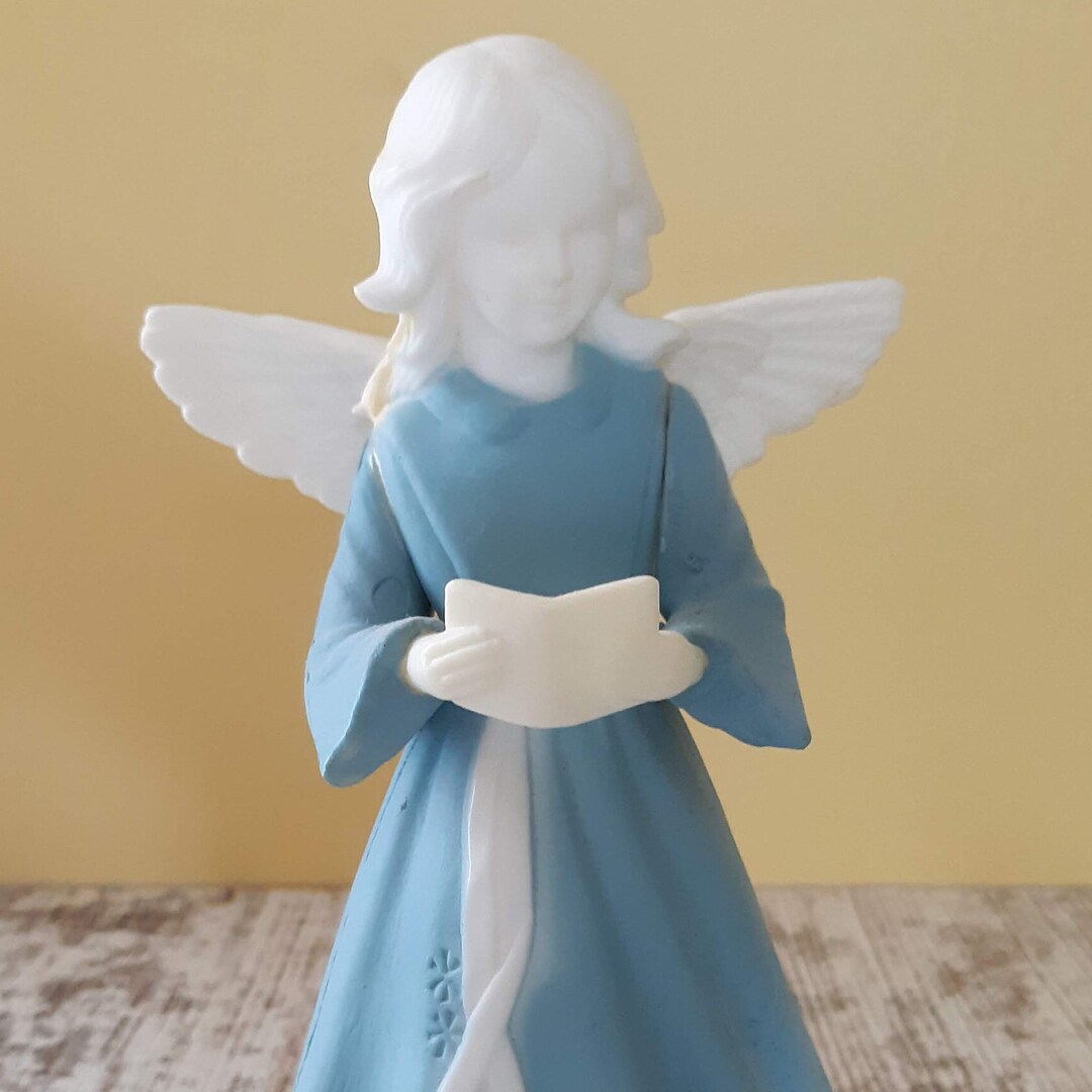 Vintage Angel Tree Topper Blue Molded Art Plastics Angel Etsy