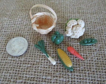 Vintage Hand Made Miniature Vegetables Doll House Accessories Fairy Garden Miniatures Shadowbox Collectibles Farmers Market Veggie Garden