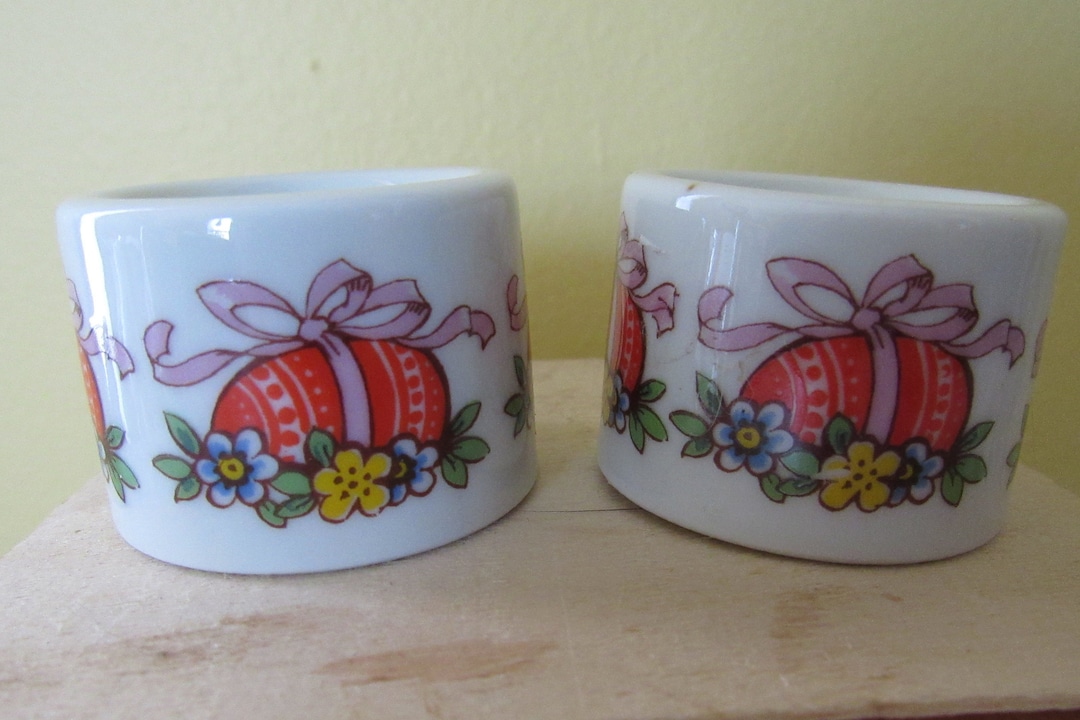 Vintage Easter Egg Cups Ceramic Egg Holders Unique Pillar Egg Cups