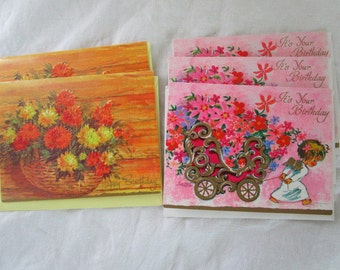 Small Birthday Gift Attachment Cards Five (5) Note Cards Blank Inside Vintage Re-purpose for Paper Crafts Ephemera Junk Journals