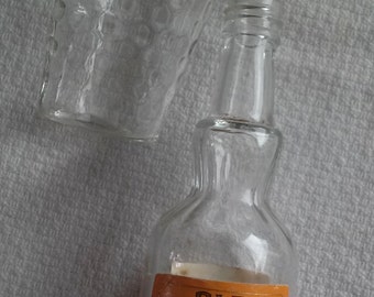 Vintage Empty Whiskey Nip Bottle with Shot Glass Small Empty Old Grand-Dad Straight Bourbon 1/10th Pint Bottle Collectible Barware Man Cave