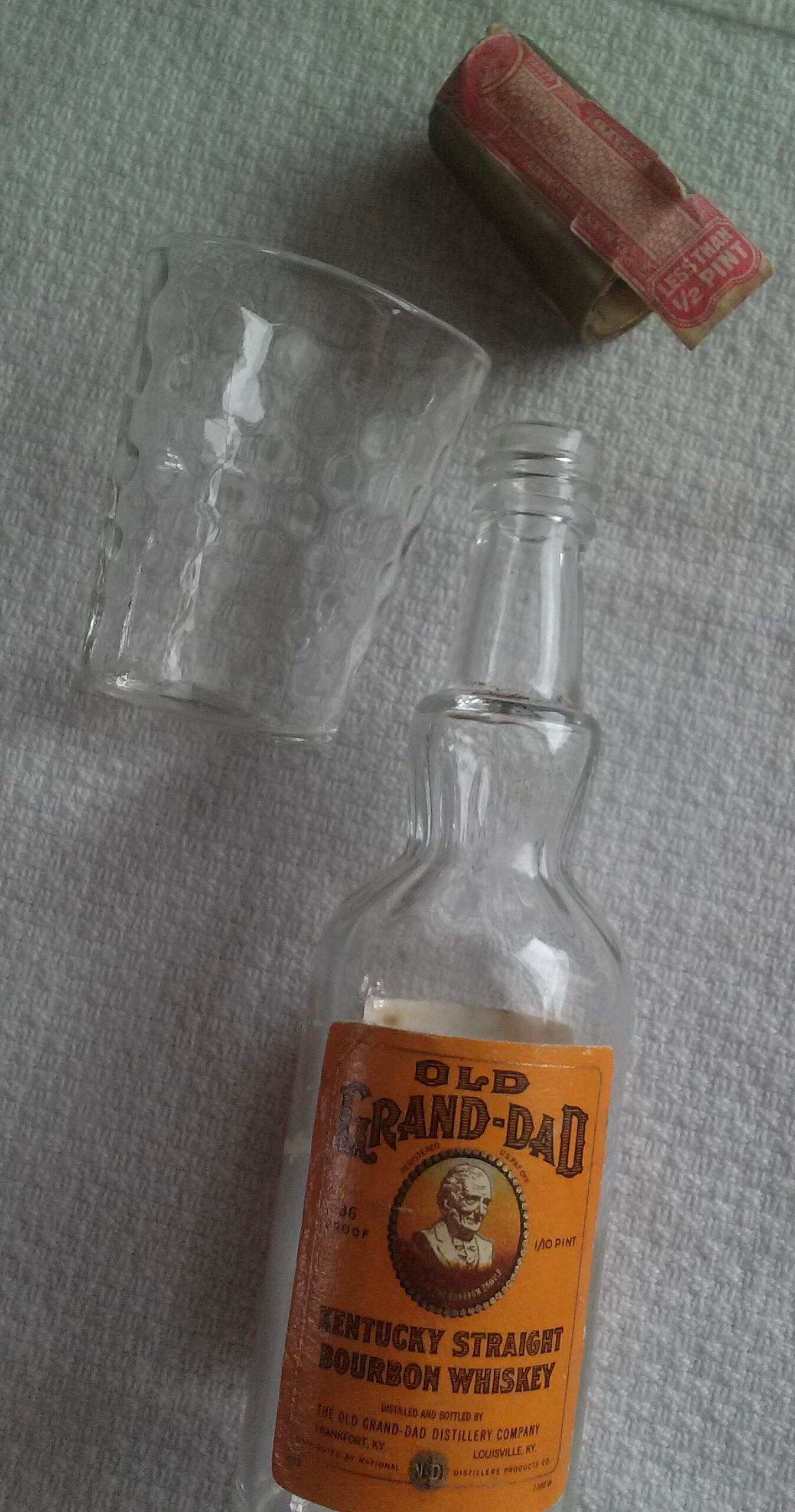 Vintage Whiskey Nip Bottle with Shot Glass Small Old GrandDad Etsy
