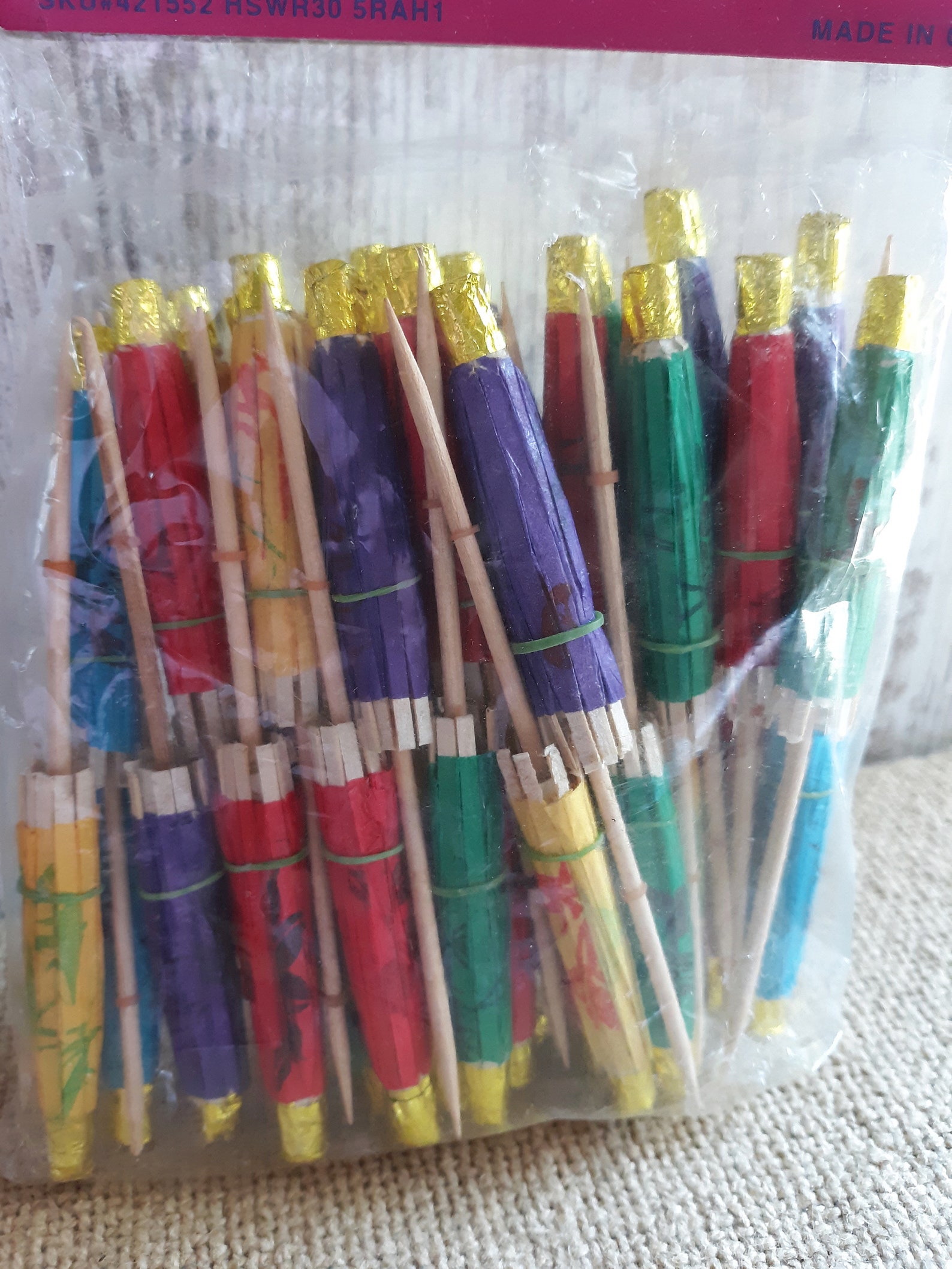 Vintage Umbrella Toothpicks 40 Pieces New Old Stock Colorful Etsy UK