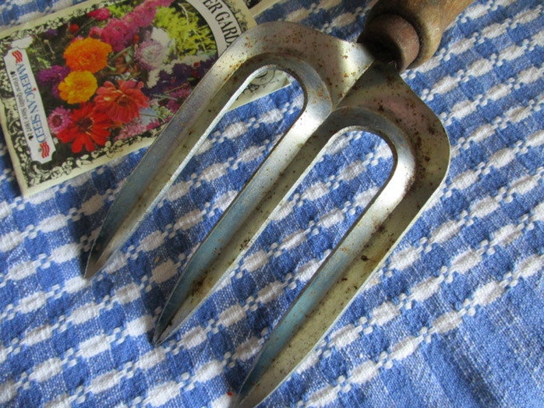 Vintage Garden Fork Wooden Handled Garden Fork Vintage Garden Etsy