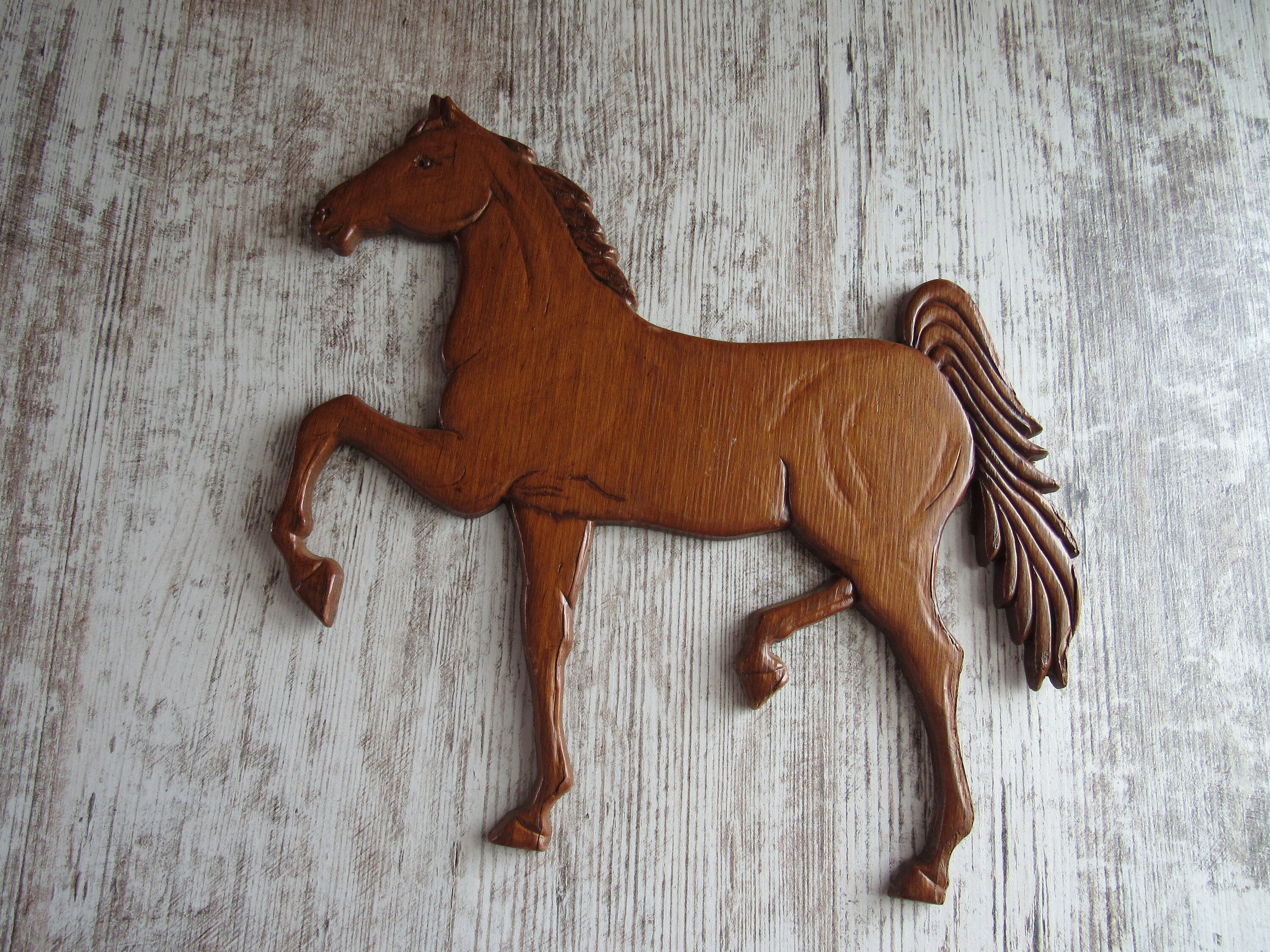Vintage Wood Horse Plaque High Stepping Horse Wall Decor Etsy