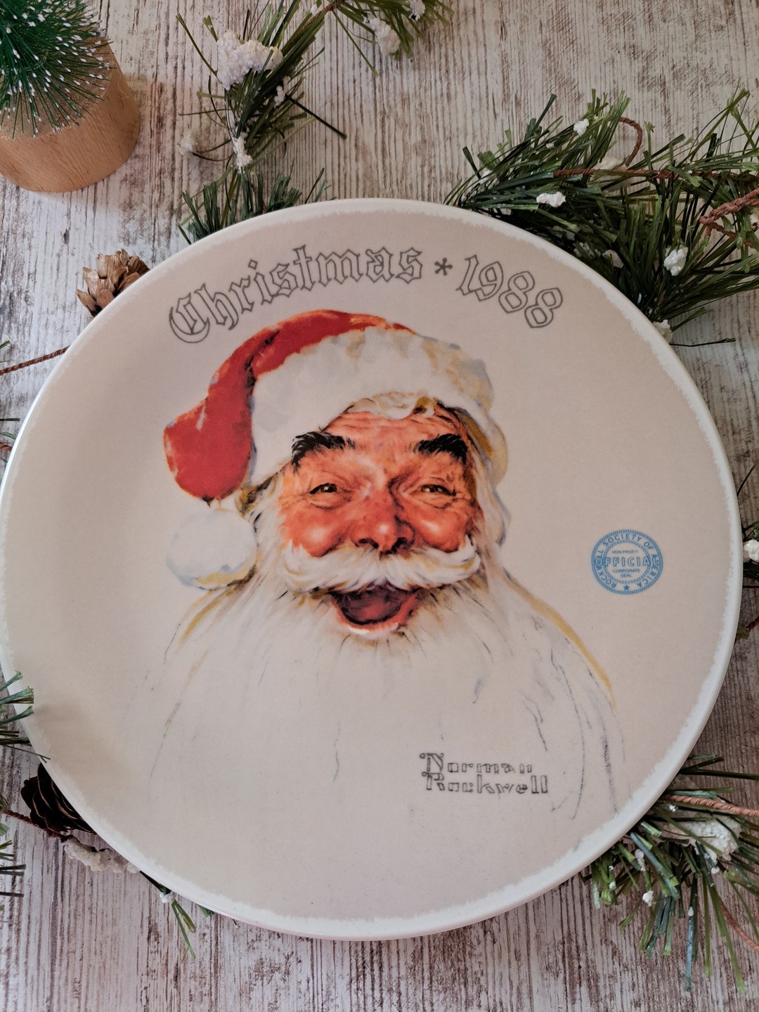 Norman Rockwell Christmas 1988 Santa Claus Plate Vintage Knowles