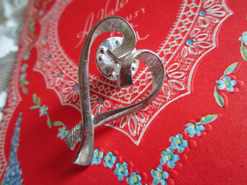 Curved Heart Tack Pin Brooch Silver Toned Metal Heart Tack Pin Etsy