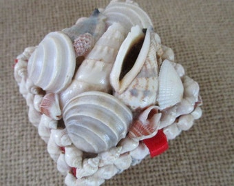 Vintage Sailor's Cousin Seashell Encrusted Trinket Box Beach or Wedding Decor Collectible Shell Covered Box Jewelry Storage Presentation Box