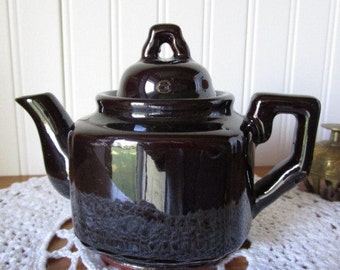 Vintage Small Deep Brown Glazed Teapot Red Ware Tea Pot Tea for One  Kitchen Ware Tea Party