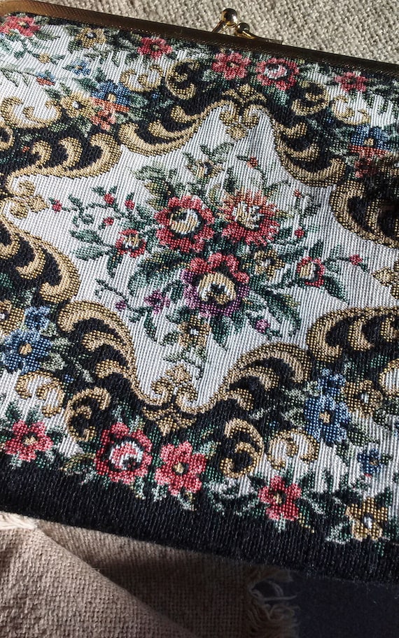 Vintage Tapestry Purse Floral Tapestry Purse Wedd… - image 2