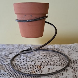 Small Vintage Steel Bed Spring with Tiny Terracotta Flower Pot Re-purpose Crafts
