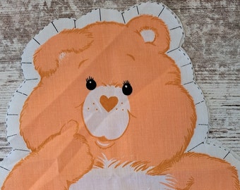 Vintage Original Care Bear Orange Friend Bear Printed Sewing Panel Crafts Nursery Toy Baby Shower Collectible