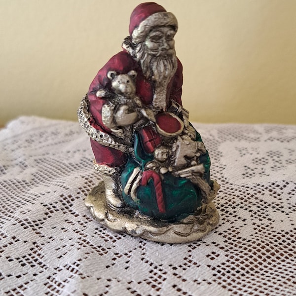 Vintage Antiqued Small Santa Claus Figurine  Made by Russ Berrie Company