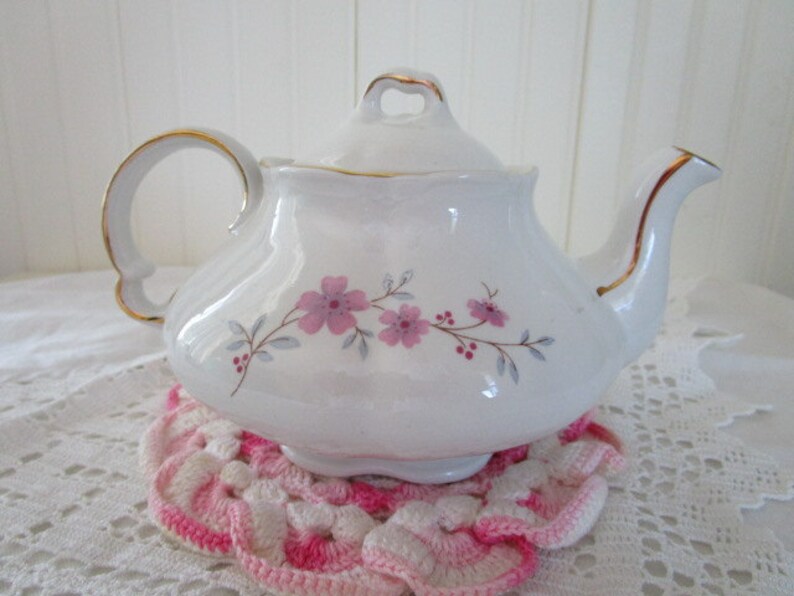 Ironstone Teapot Ellgreave Dainty Pink Flowers Made in England Etsy