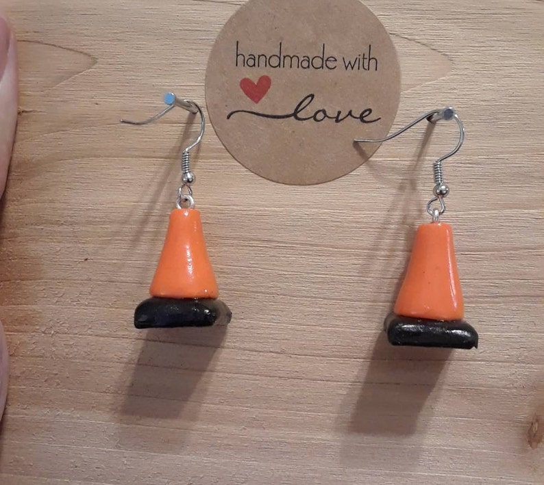 Traffic Cone Polymer Clay Earrings / Necklace Etsy