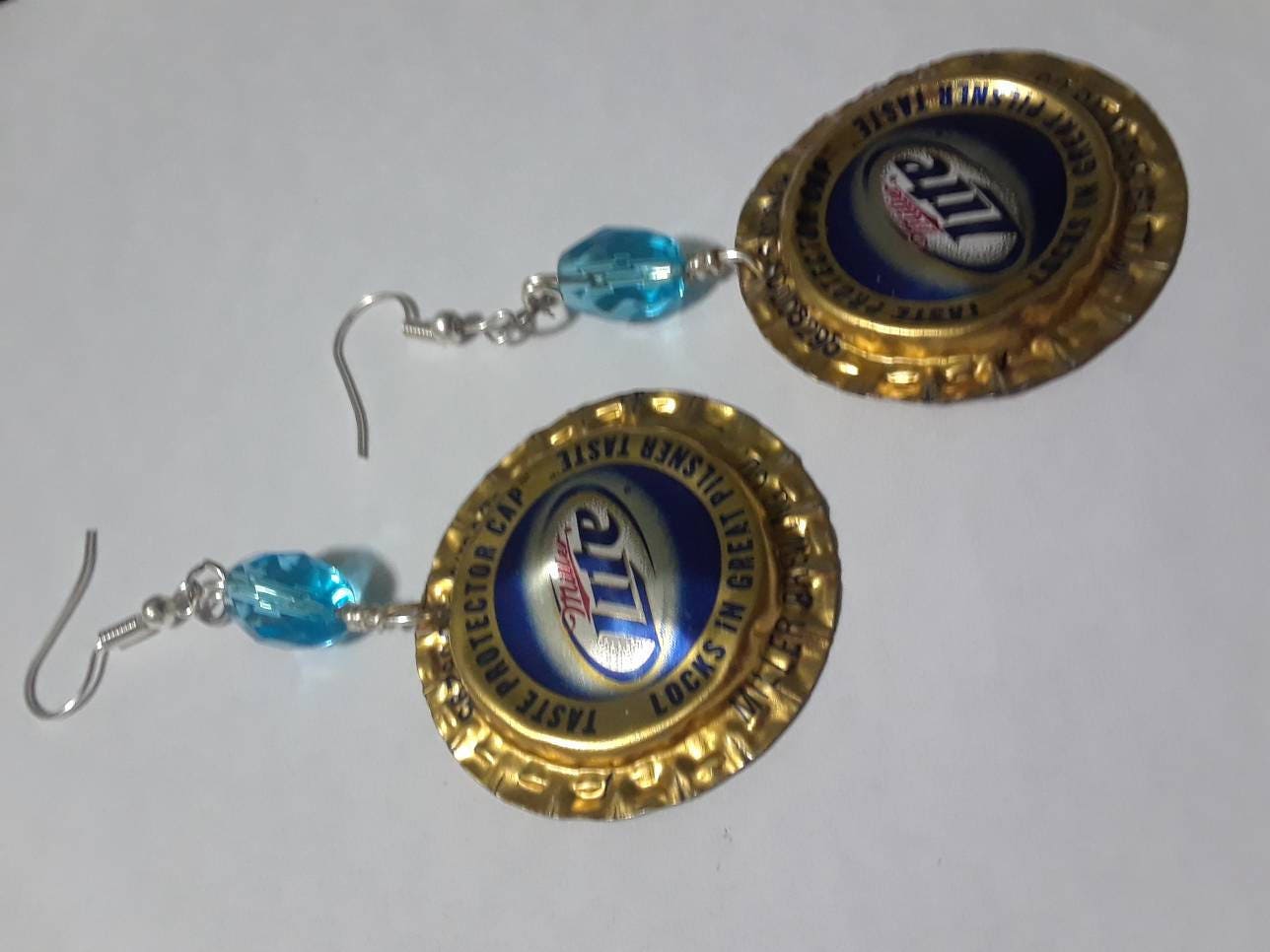 Miller Lite Eco Friendly Beer Bottle Cap Earrings
