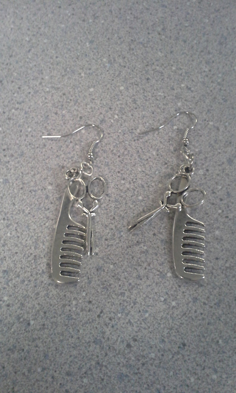 Stylist Scissor and Comb Dangle Earrings Etsy