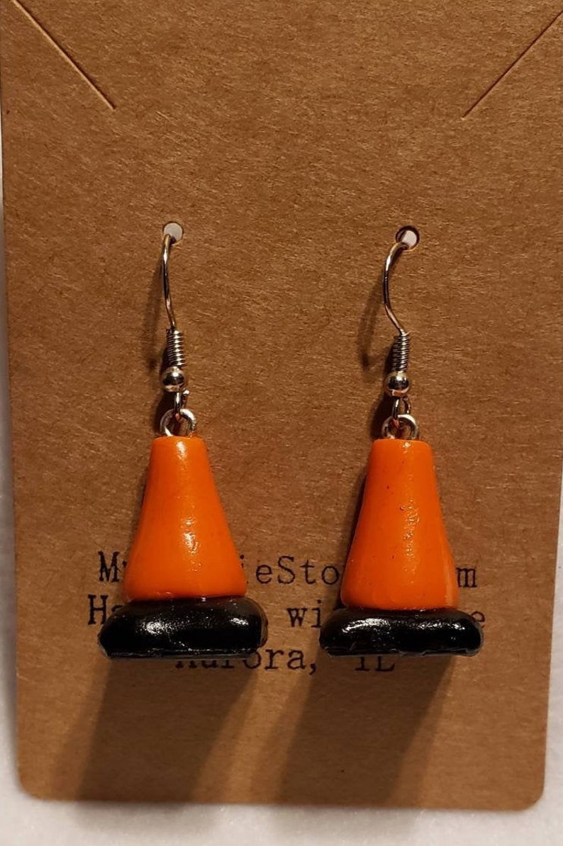 Traffic Cone Polymer Clay Earrings / Necklace Etsy