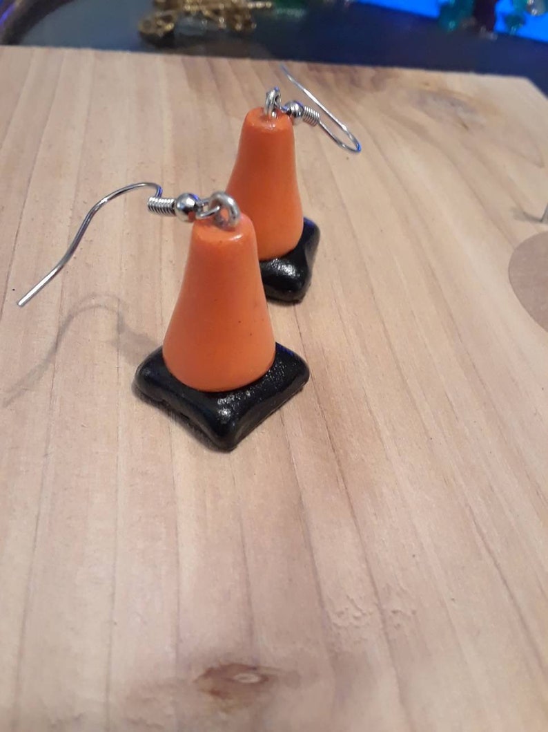 Traffic Cone Polymer Clay Earrings / Necklace Etsy