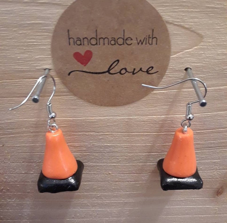 Traffic Cone Polymer Clay Earrings / Necklace Etsy