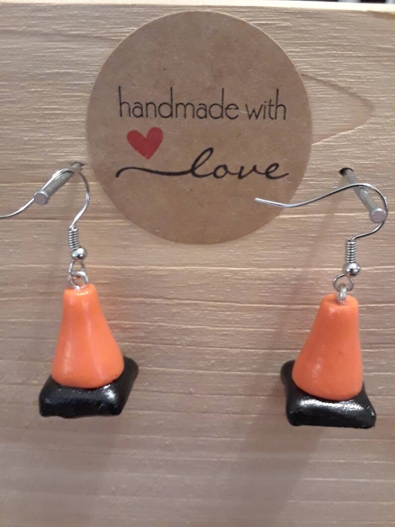 Traffic Cone Polymer Clay Earrings / Necklace Etsy