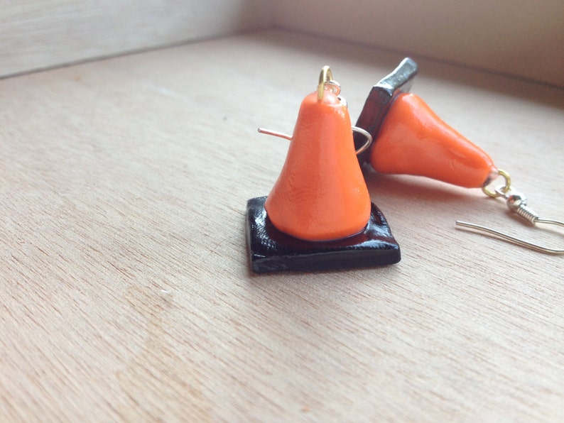 Traffic Cone Polymer Clay Earrings / Necklace Etsy