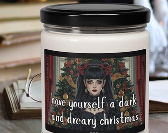 Gothic Weihnachten Duftkerze Soja Duftkerze Dark Humor Gothmas Behälter Kerze Emo Goth Alt Urlaub Geschenk Lustig Saisonaler Raumduft, 9oz