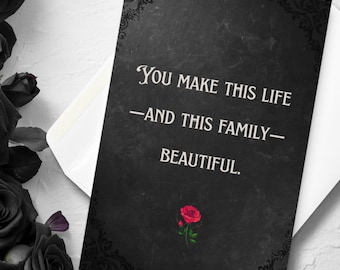 Elegant Mother's Day Card For Wife Girlfriend Dark Floral Vintage Gothic Mom Appreciation Card From Husband Spouse Partner Unique Card