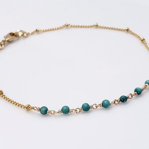 Turquoise Anklet Simple Gold Layering Anklet Gold Satellite Chain Anklet Summer Jewelry