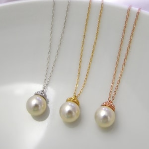 Single Pearl Necklace Bridesmaid Gift Swarovski Pearl Necklace 8mm Pearl 10mm Pearl