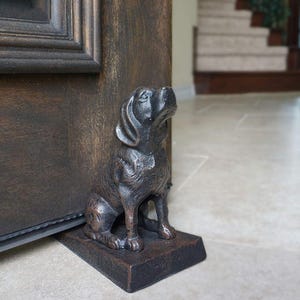 Cast Iron Dog Door Stopper, Heavy Duty Antique Black, Door Stop decorative Pet gift