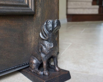 Cast Iron Dog Door Stopper, Heavy Duty Antique Black, Door Stop decorative Pet gift