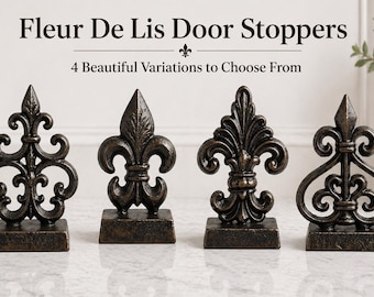 Cast Iron Fleur De Lis Door Stop, Decorative Door stopper