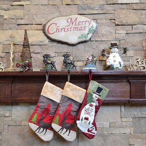 Cast Iron Santa Claus & Reindeer Stocking Holders Set of 4 Christmas Mantel Hooks image 2