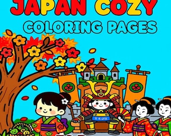 50 Kawaii Japan Coloring Book Pages, Cozy Scenes (Printable PDF)