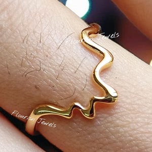 Zig Zag Band Ring 10K,14K,18K Solid Gold Zig Zag U-Form Ring, Sterling Silber Ring, kleine Welle Ring, Muttertagsgeschenk, Valentinstag Geschenk